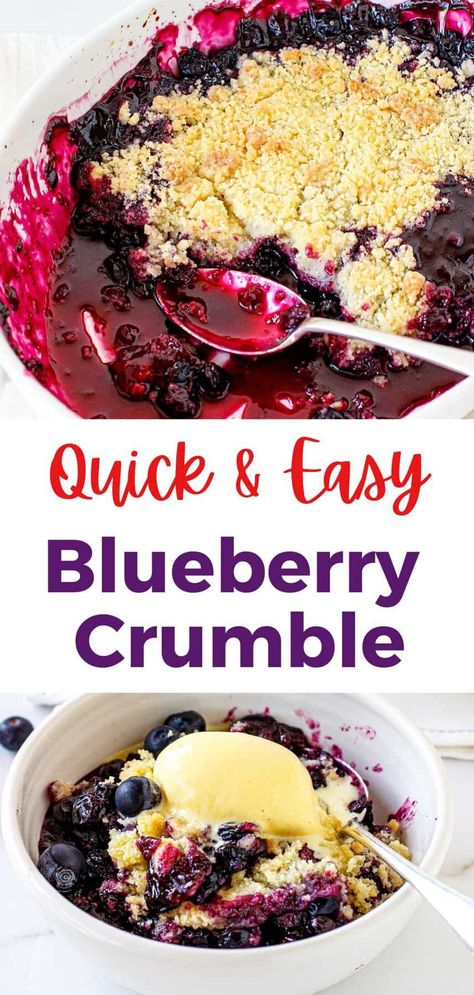 This is a simple, quick-to-assemble, delicious dessert that's ready in under an hour. It has a layer of juicy blueberries with a crisp crumb topping that you can make ahead. I added a variation with coconut and pecans too. You can't go wrong with this easy recipe! Easy Blueberry Crumble, Perfect Flaky Pie Crust, Blueberry Crumble Pie, Apple Crisp Without Oats, Seasonal Recipes Fall, Blueberry Crisp Recipe, Shortcrust Pastry Recipes, Crisp Topping, Blueberry Crumb Cake