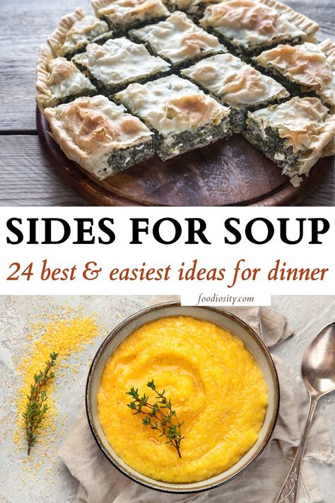 Healthy Soup Sides, Tomato Soup Side Dish, Soup Night Ideas, What To Have With Soup For Dinner, Appetizers For Soup, Soup Menu Ideas, Healthy Sides For Soup, Good Sides For Soup, Soup Off Party