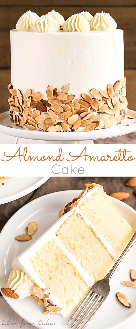 Amaretto Cake, Almond Cake Recipe, Boozy Desserts, Cake Layers, Almond Cake, Almond Flavor, Classic Cake, Almond Cakes, Toasted Almonds