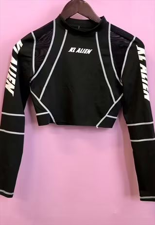 Chic Black Outfits, Gym Crop Top, Vintage Crop Tops, Mesh Long Sleeve, Long Sleeve Crop, Long Sleeve Crop Top, Vintage Tops, Aesthetic Clothes, Adidas Jacket