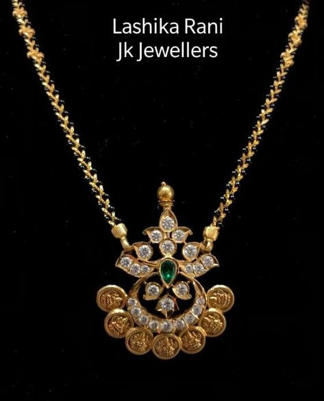 Indian Gold Pendant Designs, Pendants For Black Beads Chain, Gold Pendant For Mangalsutra, Black Beads Pendant Gold, Black Beads Lockets Gold, Laxmi Devi Lockets Gold, Stone Haram Designs Gold, Gold Lockets Indian Pendants, Gold Pendant Designs Modern