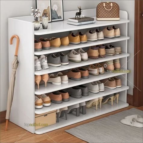 Wooden Shoe Rack Ideas Modern, Simple Shoe Rack Design, Shoe Storage Cabinet Ideas, Simple Shoe Rack Ideas, Shoe Rack Ideas Bedroom, Shoe Rack Decor, Shoe Racks Ideas, Shoes Shelves, Shoes Rack Design