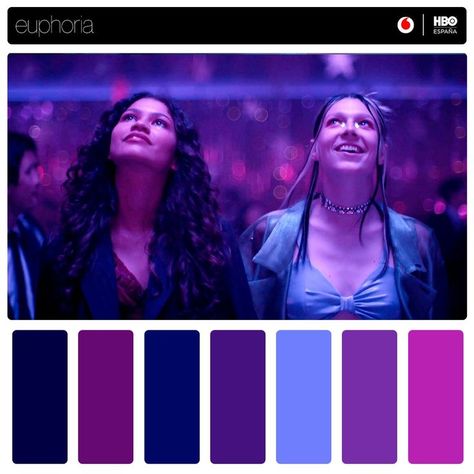 Euphoria Colors, Neon Lights Party, Colorful Movie, Color In Film, Neon Colour Palette, Movie Color Palette, Stunning Hairstyles, Mood Colors, Color Palate