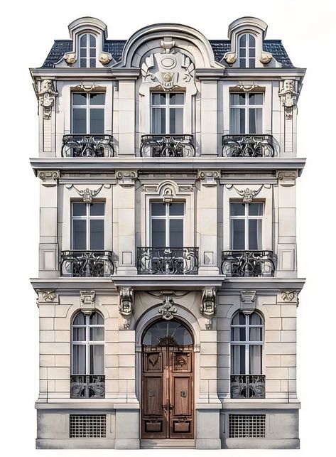 Historic Architecture Drawing, Architecture Drawing Reference Photo, French Buildings Aesthetic, Vintage Hotel Exterior, French Apartments Exterior, English Buildings Architecture, Old Apartment Building Exterior, Pretty Architecture Building, French Apartment Building