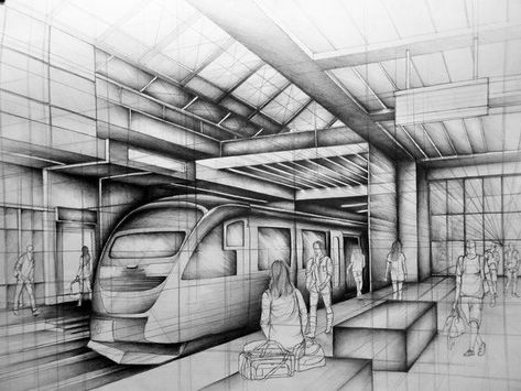 Isometric Drawings, Technical Illustrations, Perspective Pictures, Train Station Architecture, Abstract Pencil Drawings, Perspective Drawing Architecture, Technical Illustration, Interior Design Sketches, Subway Station