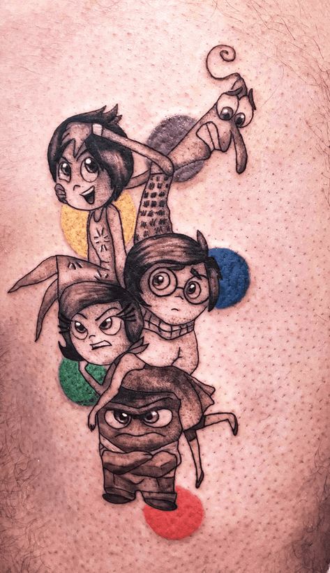 Inside Out Tattoo Design Images (Inside Out Ink Design Ideas) Inside Out Tattoo Pixar, Inside Out 2 Tattoo, Inside Out Tattoo Ideas, Inside Out Tattoo Disney, Inside Out Tattoo, Flash Tattoo Disney, Tattoo Perna, Disney Sleeve Tattoos, Tattoos 2024