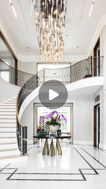 Rockwell Developers on Instagram: "Style is a way to say who you are without speaking.  Built by: @rockwelldevelopers exclusively by Danny Ostad Interiors by: @bethdonnerdesign  Video by: @invitestars   #foyer #customhomes #customhomebuilder #rockwelldevelopers #longisland #dannyostad #dreamhome #home #luxuryhome #chateau #foyerlighting" Modern Chateau Interior, Modern Chateau, Luxury Houses Entrance, Chateaux Interiors, Foyer Entrance, Grand Foyer, Foyer Lighting, Foyer Design, Hall Design