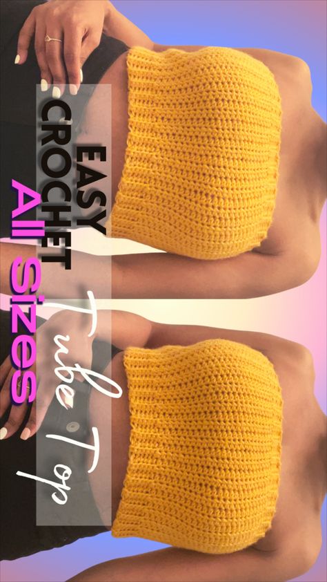 Crochet Tube Top With Sleeves, Crochet Bandana Top Pattern Free, Crocheted Tube Top, How To Crochet A Tube Top, Ribbed Crochet Top, Crochet Ribbed Top, Tube Top Crochet Pattern Free, Crochet Tube Top Pattern, Tube Top Crochet Pattern