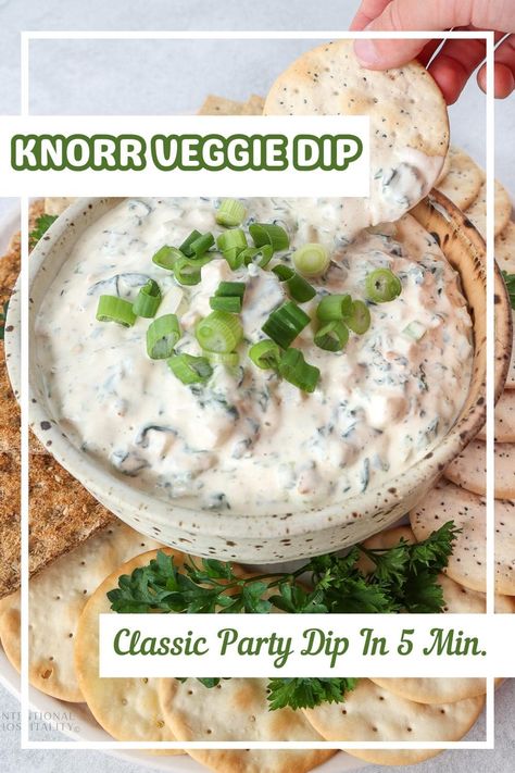 Learn how to make the famous Knorr Vegetable Dip with this easy-to-follow recipe. Perfect for parties and gatherings, this dip is always a crowd favorite. Knorr Vegetable Dip, Vegetable Dip Recipe, Cold Dip Recipes, Homemade Appetizer, Vegetable Dip, Best Party Food, Veggie Dip, Easy Comfort Food, Easy Family Dinners