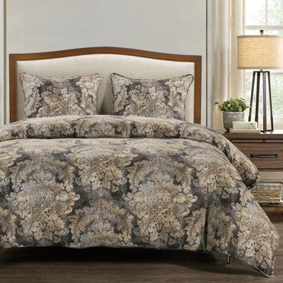 Capturing the old-world elegance of damask, our Victoria Collection is a modern reimagining of traditional designs. The smoky damask print inspires a romantic, painterly feel, blending hues of gray, cream, tan, light blue, and rust for a touch of antique. With a soft drape and lofty weight, this bedding set adds a sense of calm and tranquility to any bedroom. Size: Queen Comforter + 2 Shams | Canora Grey Alexjandro Smoky Damask Washed Linen Romantic Modern Traditional 3 Piece Comforter Set Linen Damask Bedding, Linen Comforter, Super King Duvet Covers, King Comforter Sets, Queen Comforter Sets, Damask Print, Queen Comforter, Linen Duvet Covers, King Comforter