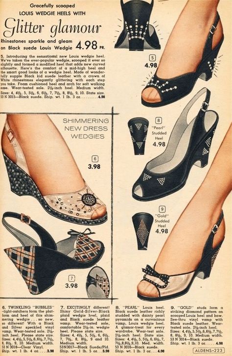 Louis Wedgie Heels 1950s Shoes, Shoes Ads, Shoes Illustration, Fur Coat Vintage, Fashion 1950s, Shoes Design, Va Va Voom, Fashion Marketing, Retro Shoes