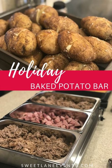 Baked Potato Bar For Wedding Reception, Potato Bar Ideas Toppings List, Baked Potato Bar For A Crowd, Baked Potato Bar Ideas, Potato Bar Party, Potato Bar Ideas, Hoco Dinner, Baked Potato Bar Toppings, Potato Bar Toppings