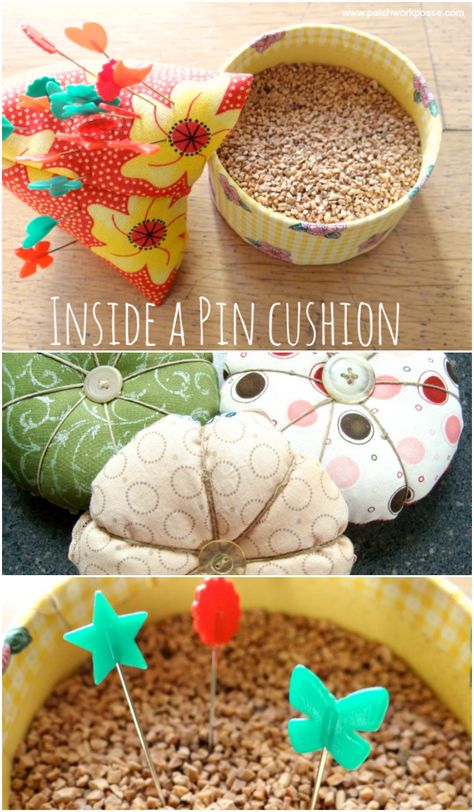 what is inside a pin cushion How To Make Pin Cushions Easy Diy, Homemade Pin Cushions How To Make, Home Made Pin Cushions, Pin Coushin Pattern, How To Make A Pin Cushion, Pin Coushin, Pin Cushions Patterns Free, Diy Pincushion, Sewing Machine Cover Pattern