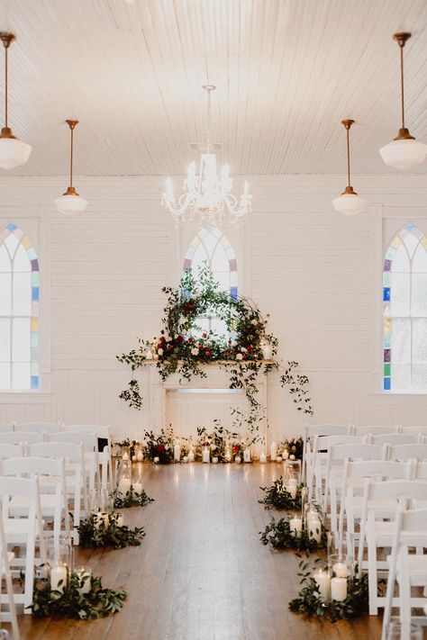 A sure way to make your wedding ceremony stand out!! Aisle For Wedding Ceremony, Wedding Ceremony Walkway, Ceremony Entrance Table, Ceremony Greenery, Standing Ceremony Wedding, Small Ceremony Ideas, Wedding Ceremony Candles, Church Wedding Ceremony Decorations, Simple Wedding Altar Ideas