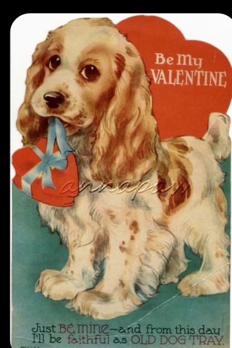 Valentine Day Card, Pop Art Comic Girl, Valentine History, Dog Valentine, Spaniel Art, Cocker Spaniel Dog, Vintage Valentine Cards, Spaniel Puppies, My Funny Valentine