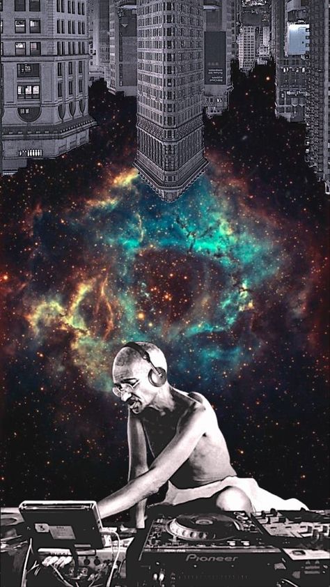 Gandhi Aesthetic, Music Background Aesthetic, Dj Aesthetic, Space Art Gallery, Space Music, Dj Art, Modern Graphic Art, Arte Punk, Trippy Wallpaper