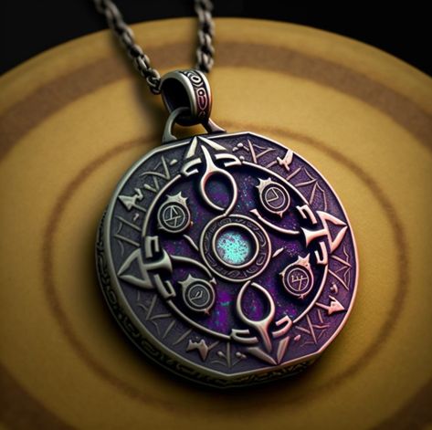 Dnd Amulet, Fantasy Amulet, Magic Amulet Fantasy Art, Magic Tools, Amulet Aesthetic, Magic Amulet, Magic Armor, Amulet Bracelet, Locket Design