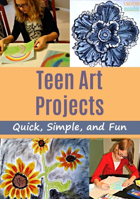 Middle schoolers need a chance to get creative, so homeschool art is an important subject to add to your day. Even if you're pressed for time, your tweens and teens can complete these simple art projects with little problem. We spent a lot of time as a part of the mixed media virtual classroom that's listed and loved it. Which easy project will you start with? #homeschoolart #educationpossible #easyartprojects #artforteens Teen Art Projects, Simple Art Projects, Arts And Crafts For Adults, Arts And Crafts For Teens, Middle School Art Projects, Art Projects For Teens, Teen Art, Virtual Classroom, Fun Arts And Crafts