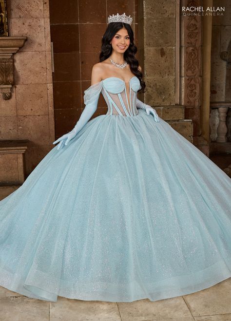 Deep Champagne Rachel Allan RQ2183 Quinceanera Glitter Long Ball Gown for $1458.0 – The Dress Outlet Long Ball Gown, Tulle Gloves, Tulle Ballgown, Black Ball Gown, Red Quinceanera Dresses, Sheer Corset, Rachel Allan, Dress Guide, Quinceanera Dress