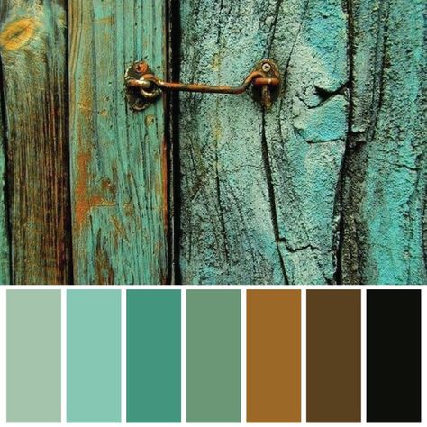 Patina Color Palette, Color Palette Copper, Color Palette Teal, Aegean Teal, Teal Color Palette, Yellow Color Palette, Turquoise Color Palette, Green Color Combinations, Chartreuse Color