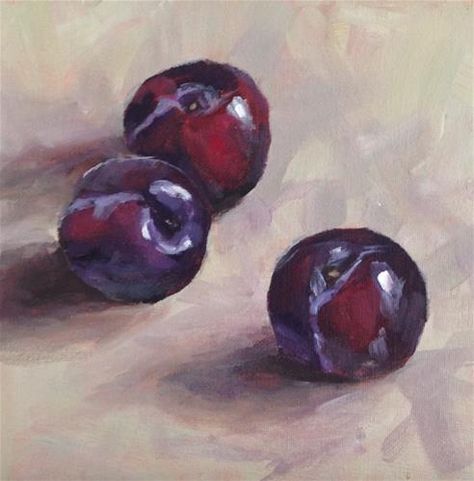 Plum Painting, Oil Painting Basics, Plum Paint, Plum Art, Still Life Oil Painting, Sketchbook Art Journal, Great Paintings, Still Life Art, Aesthetic Painting