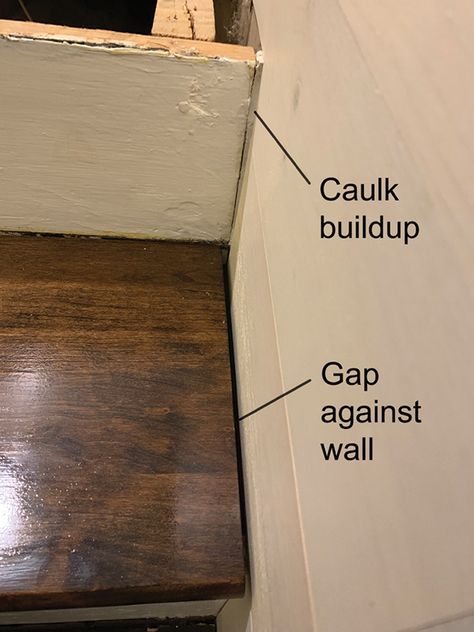 Remodeling a Staircase—Tread, Riser and Stringer Replacement for the DIY’er - Extreme How To Replacing Stairs With Wood, Caulking Stair Treads, Replace Stair Treads, Lvt Stairs, Replacing Stair Treads, Replace Stairs, Stairs Treads And Risers, Renovation Exterior, Stair Renovation