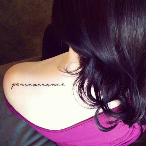 Perseverance. To keep pushing through no matter the obstacle. To reach your goals regardless of what stands in your way. To always believe in yourself. ❤ My first tattoo! Perserverance Tattoo, Perseverance Tattoo, Always Believe In Yourself, One Word Tattoos, Elegant Girls, Stylish Tattoo, Omerta Tattoo, Writing Tattoos, Tattoo Script