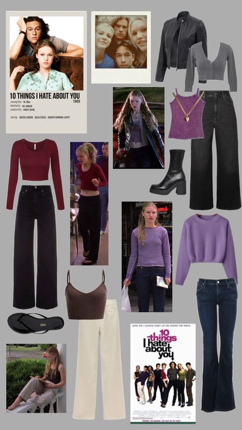 Kat Stratford Costume, Kat Stratford, Gilmore Girls Outfits, 90’s Outfits, Julia Stiles, Aesthetic Grunge Outfit, Tv Show Outfits, 90s Fashion Outfits, Movies Outfit