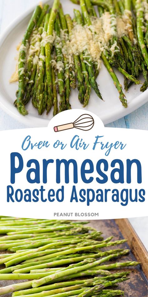 Parmesan Roasted Asparagus {Air Fryer or Oven} Asparagus Air Fryer, Parmesan Roasted Asparagus, Air Fryer Asparagus, Asparagus Recipes Roasted, Asparagus Fries, Easy Baked Chicken, Roasted Asparagus, Air Fryer Recipes Healthy, Asparagus Recipe