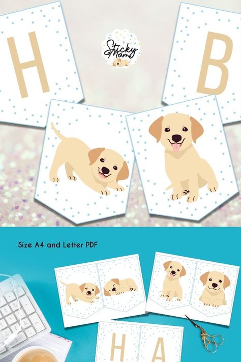 Dog Birthday Banner, Dog Banner, Puppy Birthday Party, Printable Dog, Puppy Birthday Parties, Birthday Garland, Puppy Birthday, Party Garland, Dog Party