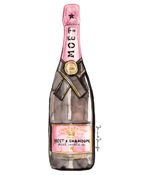 Moet Bottle pink illustration by @jenandjennifer Pink Illustration, Bottle Drawing, Champagne Bottles, Fashion Wall Art, Art Prints For Sale, Room Posters, Food Illustrations, Melbourne Australia, Butter Cookies