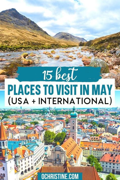 15 Best Places to Visit in May (USA + International) | Are you searching for the best places to vacation in May? It typically has mild temperatures, more affordable rates, and smaller crowds. Whether you’re hoping to spend time out in nature or explore a big city, here are 15 of the best places to vacation in May. | best places to visit in may | best places to visit in may in us | countries to visit in may | best countries to visit in may | Unique Travel Destinations Usa, Places In The Us That Look Like Europe, May Vacation Destinations, May Travel Destinations, Best Places To Travel 2023, Best Places To Travel In May, Top Places To Visit In The World, Best Cities To Visit In Usa, Best Places To Travel In Us