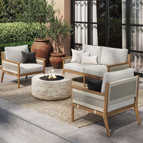 Kayden Bohemian 3-Piece Patio Conversation Set, Outdoor Loveseat and Chair Set with Solid Acacia Wood Frame - Bed Bath & Beyond - 40225264 Nathan James, 3 Piece Sofa, Sofa Seating, Patio Loveseat, Outdoor Patio Set, Outdoor Loveseat, Outdoor Patio Furniture Sets, Pinterest Group, Wood Patio