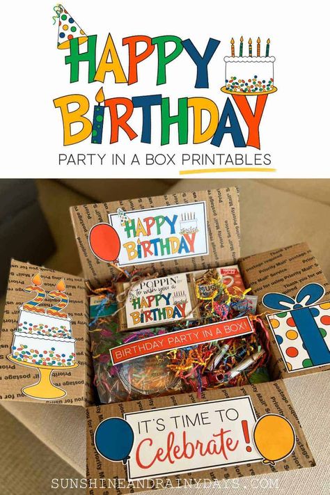 Birthday Box Decoration Ideas Outside, Happy Birthday Deployment Boxes, Birthday Box For College Son, Fun Birthday Box Ideas, Mailed Birthday Gift Ideas, Birthday College Care Package, Birthday Box For College Daughter, Birthday Party In A Box Ideas, Birthday In A Box Care Package