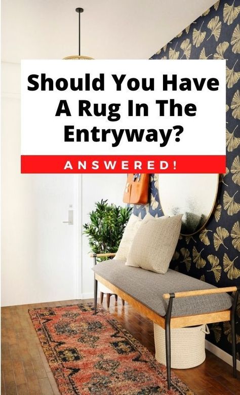 Not sure if you should have a rug in then entryway? Then you have to check out this awesome post that will break it down for you. Foyer Carpet Entryway, Square Entryway Rug, Rug In Entryway Entrance, Entry Rug Ideas, Foyer Rugs Entryway Front Entry, Foyer Rugs Entryway, Choosing A Rug, Tiny Entryway, Foyer Rugs