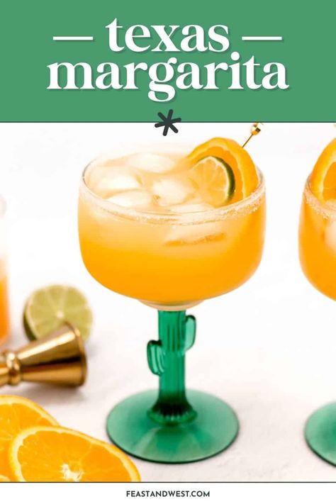 Say howdy to this exciting Texas margarita! Enjoy a taste of the Lone Star State with this delicious and simple cocktail recipe. https://feastandwest.com/2024/04/09/texas-margarita/ Texas Margarita Recipe, Texas Margarita, Frozen Drinks Alcohol, Homemade Margaritas, Breakfast Cocktails, Margarita Salt, Simple Cocktail, Chili Lime Seasoning, Citrus Cocktails