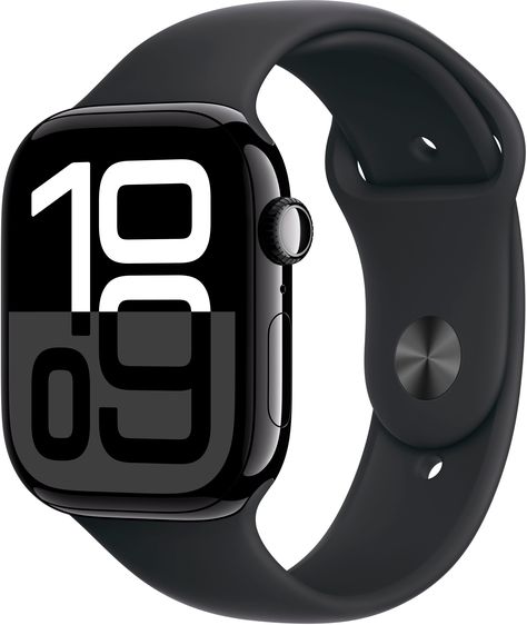 Apple Watch Series 10 (GPS) 46mm Aluminum Case with Black Sport Band M/L Jet Black MWWQ3LW/A - Best Buy Apple Smartwatch, Apple Fitness, Mac Desktop, Smart Watch Apple, Sport Armband, Track Workout, Barometer, Retina Display, Workout Apps