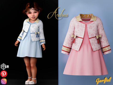 The Sims Resource - Andrea - Cute floral outfit Sims 4 Cc Family Clothes, Sims 4 Infant Dress, Sims 4 Baby Clothes Cc, Sims Cc Child Clothes, Sims Kids Clothes, The Sims 4 Cc Children Clothing, Sims 4 Cc Children Clothing, Sims 4 Vintage Glamour, Mods Sims 4