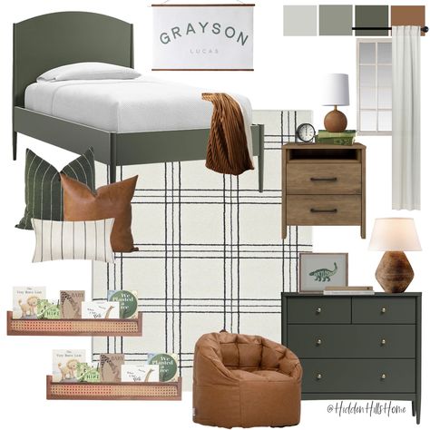 Boys Furniture Bedroom, Dark Grey Playroom, Queen Size Bed For Boys Room, Framed Bedroom Wall, Bedroom Idea Board, Yellowstone Room Decor, Office Space In Open Concept Living Room, Boys Neutral Bedding, Boys Room Grey Bed