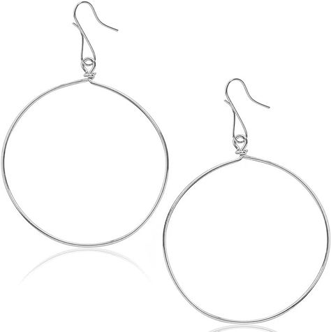 Amazon.com: Humble Chic Dangle Hoop Earrings for Women - Large Circle Dangling Earring Hoops - Simple Big Round Geometric Fish-Hook Drop Earrings - Hypoallergenic, 925 White - 2.6" inch: Clothing, Shoes & Jewelry Geometric Fish, Earring Hoops, Earrings Hypoallergenic, Dangle Hoop Earrings, Fish Hook, Earrings For Women, Shoes Jewelry, Women's Earrings, Silver Plate