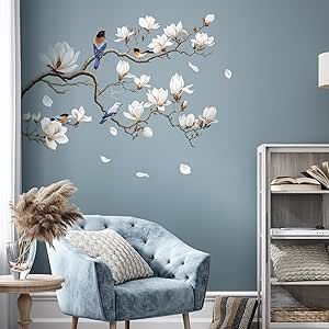 Dentist Surgery, White Magnolia Tree, Classroom Stickers, Lily Magnolia, Wall Sofa, Animal Clock, Tree Wall Decals, Bedroom Tv Wall, Tree Branch Wall