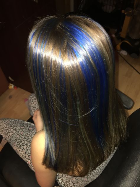 Blue highlights Blue And Dark Blonde Hair, Colored Hair Streaks Brunette, Navy Blue Highlights In Brown Hair, Brunette And Blue Hair, Blue Hair Dye On Brown Hair, Blue Highlights In Light Brown Hair, Light Brown And Blue Hair, Blue And Blonde Highlights, Blue Highlights In Brown Hair Short