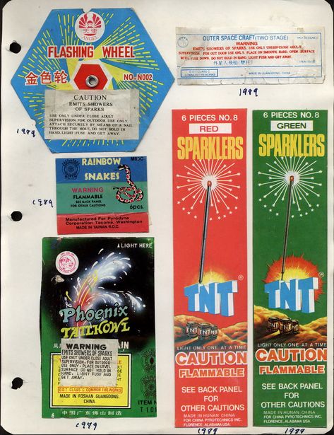 1980's Fireworks Scrapbook Page 0091 Firework Packaging, Fireworks Packaging, Fireworks Box, Standard Fireworks, Outer Space Crafts, Vintage Fireworks, Dollhouse Holiday, Independence Day Fireworks, Fireworks Art