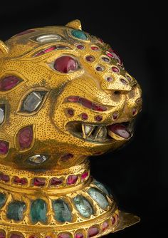 "Treasures from India: Jewels from the Al-Thani Collection," on view through January 25, 2015, provides a glimpse into the evolving styles of the jeweled arts in India from the Mughal period until the present day. | Finial from the throne of Tipu Sultan, Mysore, ca. 1790. Gold, inlaid with diamonds, rubies, and emeralds; lac core. The Al-Thani Collection. © Servette Overseas Limited 2013. All rights reserved. #TreasuresfromIndia Tipu Sultan, New York Museums, The Throne, Royal Jewels, Ancient Jewelry, Mysore, Royal Jewelry, Crown Jewels, Rare Photos