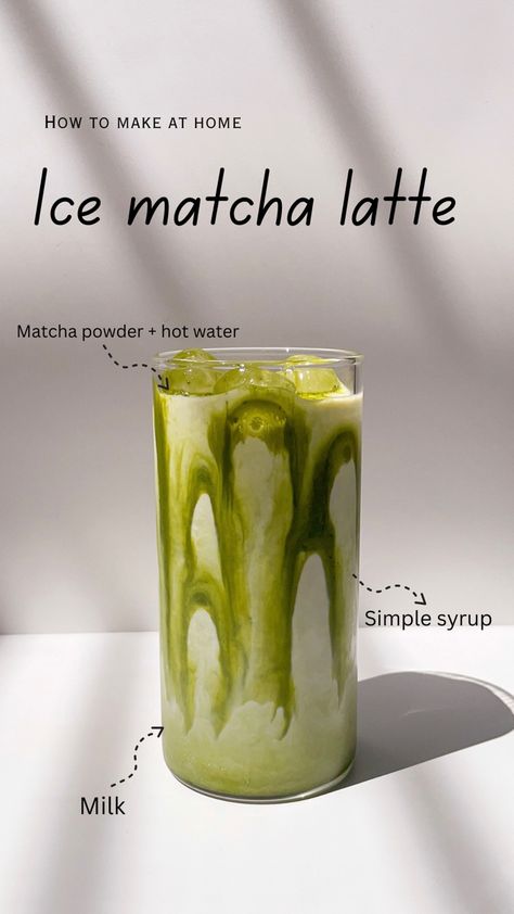 Ice matcha latte Ice Matcha Latte, Ice Matcha, Matcha Drink Recipes, Homemade Latte, Fun Drink Recipe, Matcha Latte Recipe, Iced Drinks Recipes, Resep Smoothie, Tea Drink Recipes