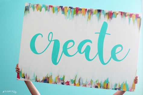 Create Painted Canvas - Sugar Bee Crafts Messy Crafts, Diy Craft Room, Diy And Crafts Sewing, Bee Crafts, Craft Wedding, Painted Canvas, Cameo Projects, Canvas Decor, Craft Blog