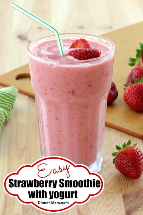 Smoothie Recipe With Yogurt, Smoothies With Yogurt, Simple Strawberry Smoothie, Smoothie With Yogurt, Recipe With Yogurt, Local Drinks, Strawberry Yogurt Smoothie, Yogurt Recipes Healthy, Strawberry Smoothie Recipe