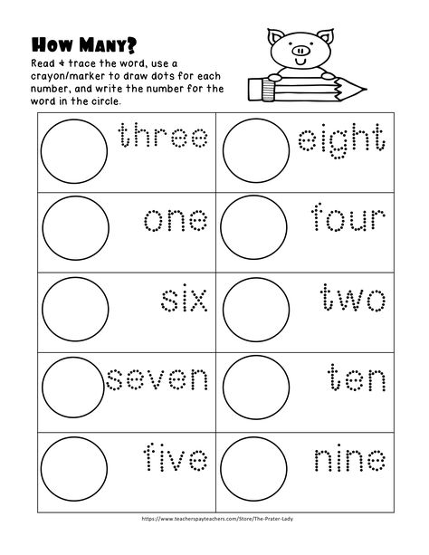 Numbers Worksheets Kindergarten, Draw Numbers, All About Reading, Number Words Worksheets, Preschool Number Worksheets, English Activities For Kids, Kids Worksheets Preschool, Learning English For Kids, Number Tracing