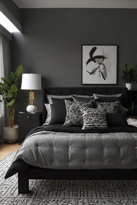 Explore 9 sensational gray and black color pairings for your interior design projects. Elevate your space with these stunning combinations. #ad   Read MORE ABOUT 9 Best Gray and Black Color Combinations for Stunning Designs   Gray and black color schemes,  Monochromatic color palette,  Neutral color schemes,  Color pairing ideas,  Elegant color combinations Black Room Design, White Grey Paint, Grey Paint Schemes, Colours That Go With Grey, Color Palette Neutral, White Interior Paint, Pairing Ideas, Grey Bedroom Furniture, Monochromatic Color Palette