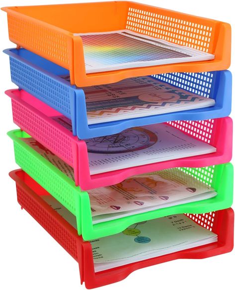 I love using turn in trays for students to place work when they are finished. These colorful trays are my favorite. They help me keep assignments organized in a fun, color-coded way! Office Filing System, Paper Tray Organizer, Plastic Mat, Letter Organizer, Colorful Storage, Letter Tray, Desk Tray, File Holder, Colorful Paper